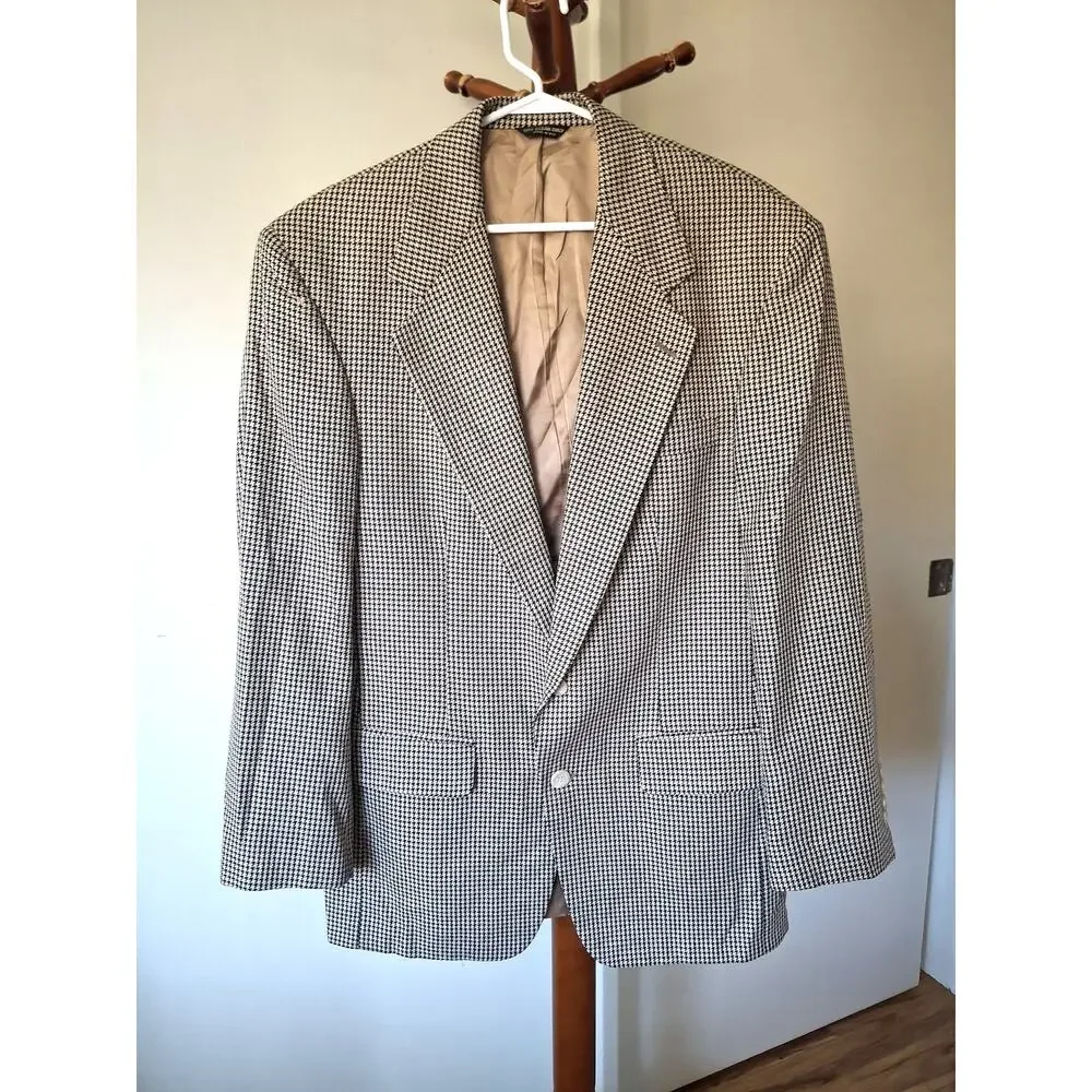 Vtg Bill Blass Boardroom Houndstooth Blazer Blazer Suit Jacket Men Union Made US